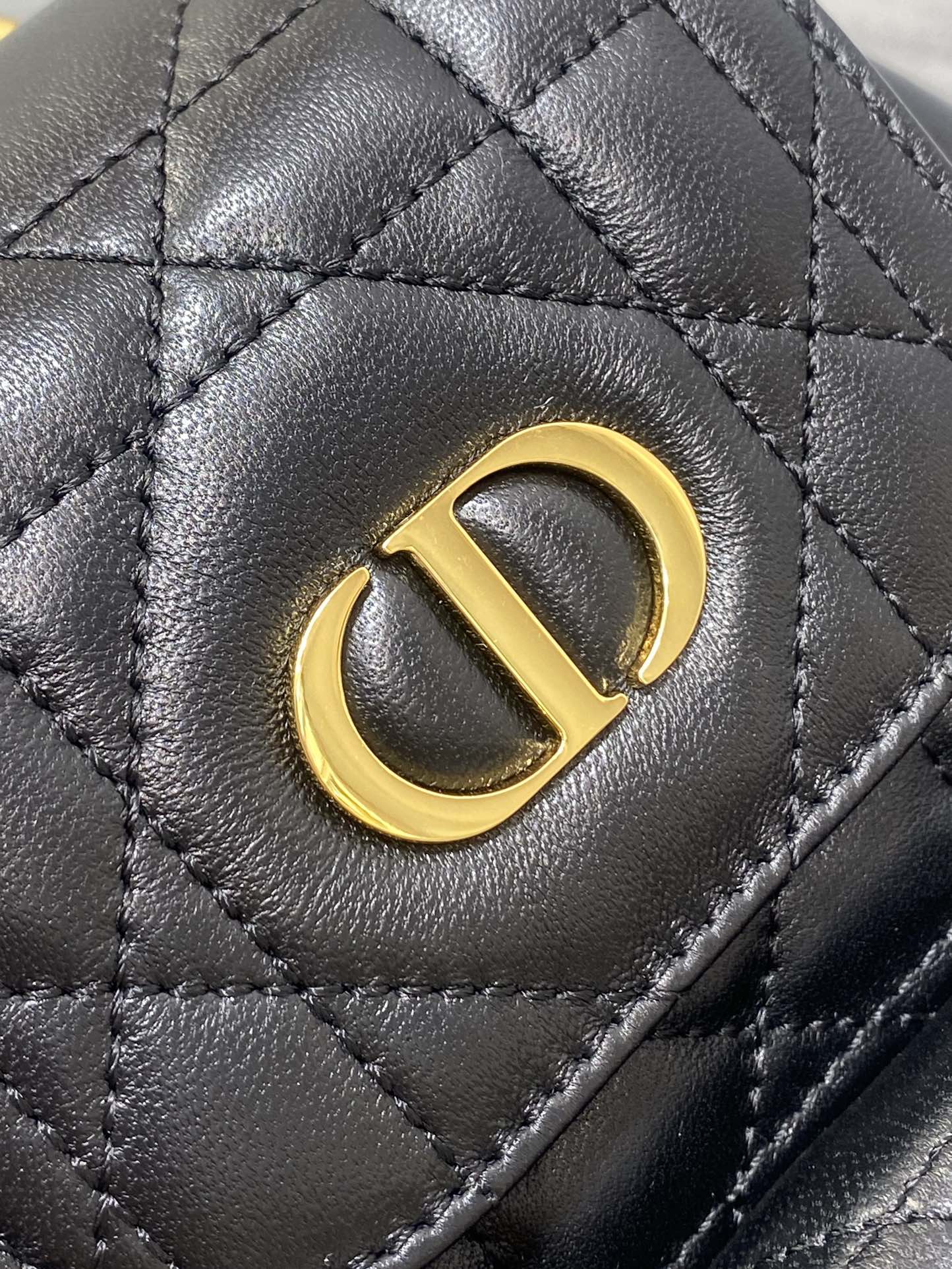 Small Dior Caro Backpack Black Macrocannage Lambskin